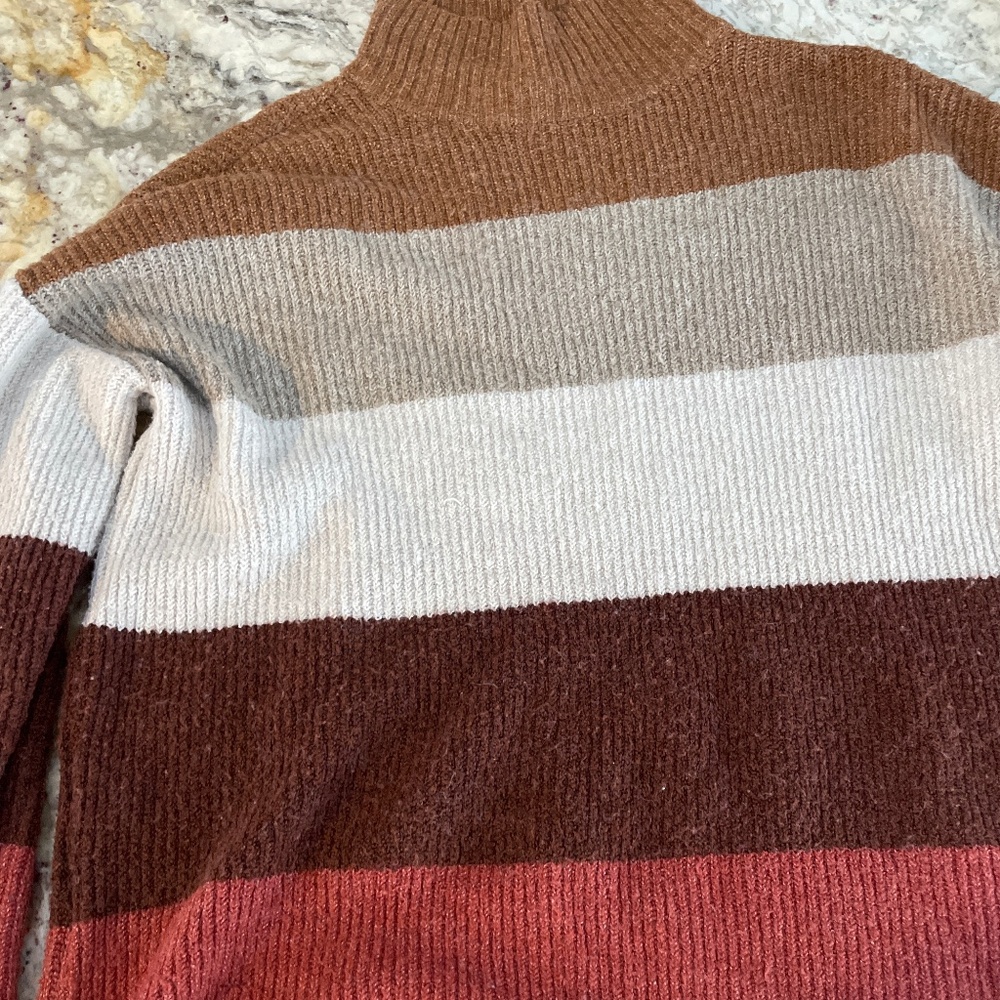 Colorblock Striped Turtleneck